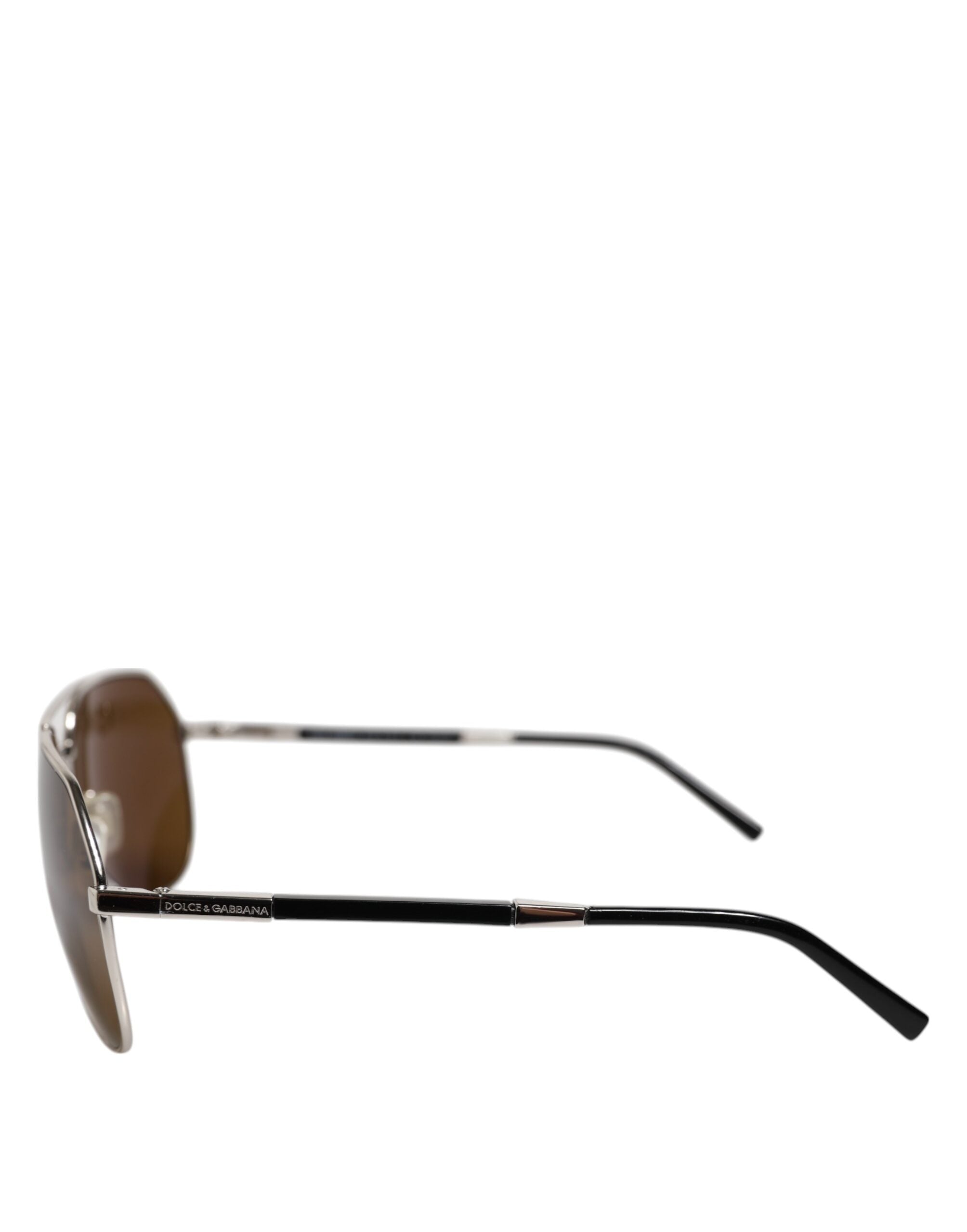 DG2073 Silver Steel Classic Pilot Solglasögon med Brun Lins