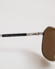 DG2073 Silver Steel Classic Pilot Solglasögon med Brun Lins