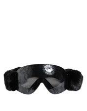 Dolce & Gabbana Black Acetate Ski Goggles Mask Sunglasses