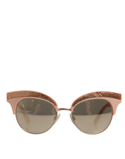 Rosa guld spegelglas Cat Eye DG6109 solglasögon med paljetter