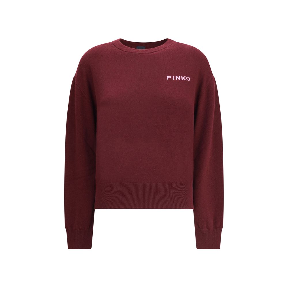 Bordeaux Wool Sweatshirt with Jacquard Logo