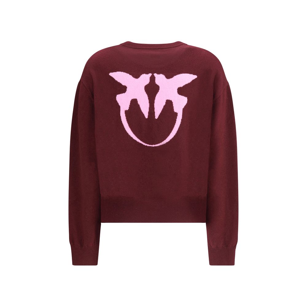 Bordeaux Wool Sweatshirt with Jacquard Logo