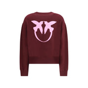 Bordeaux Wool Sweatshirt with Jacquard Logo