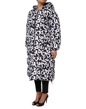 Black White DG Mania Hooded Long Coat Jacket