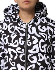 Black White DG Mania Hooded Long Coat Jacket