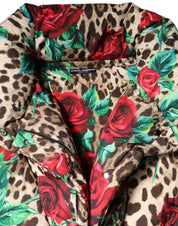 Multicolor Leopard Rose Puffer Quilted Jacket