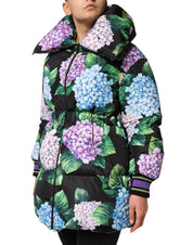 Multicolor Floral Print Puffer Quilted Jacket