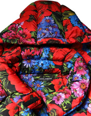Multicolor Floral Hooded Puffer Coat Jacket