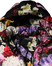 Multicolor Floral Hooded Puffer Quilted Jacket