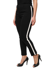 Black Wool High Waist Tapered Pants