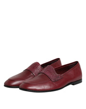 Dolce & Gabbana Burgundy Calfskin Formal Slip On Shoes