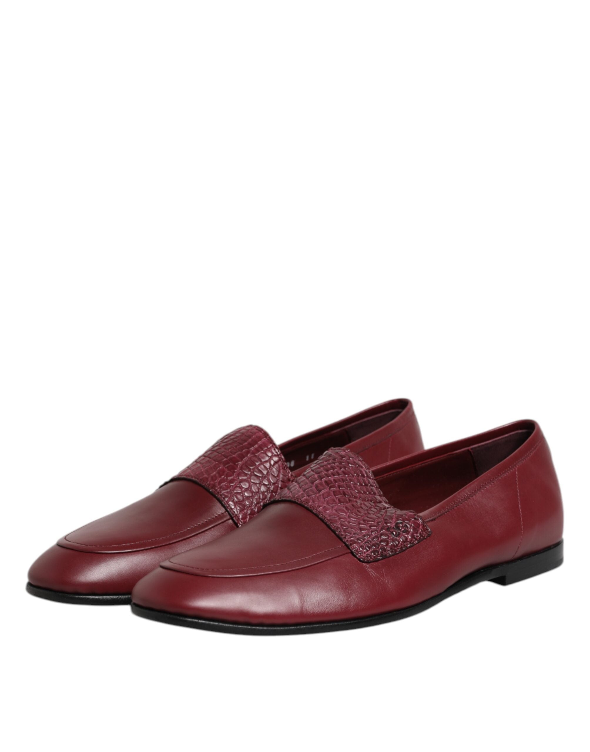 Dolce & Gabbana Burgundy Calfskin Formal Slip On Shoes