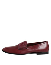 Dolce & Gabbana Burgundy Calfskin Formal Slip On Shoes
