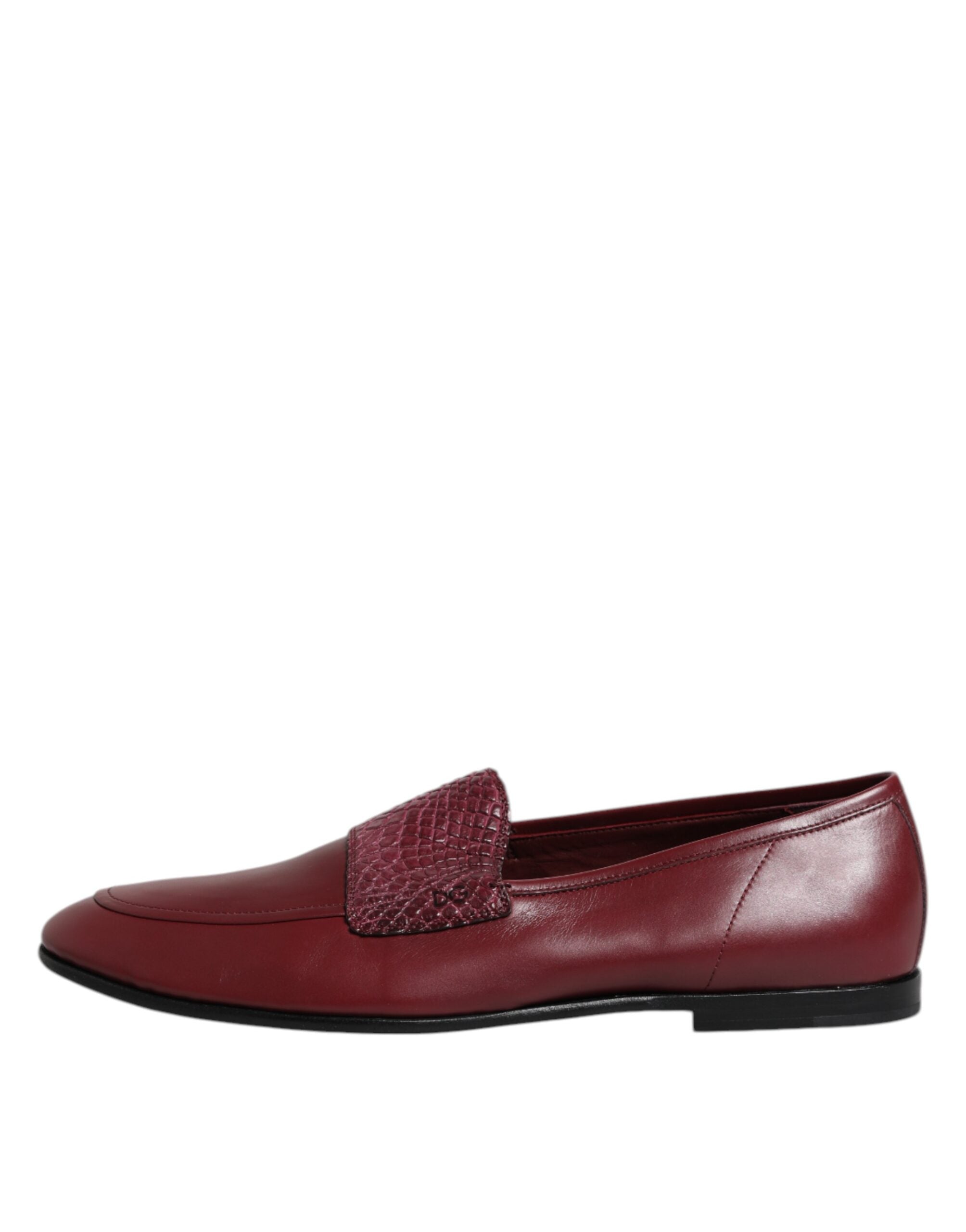 Dolce & Gabbana Burgundy Calfskin Formal Slip On Shoes
