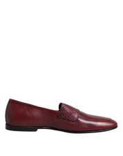 Dolce & Gabbana Burgundy Calfskin Formal Slip On Shoes