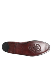 Dolce & Gabbana Burgundy Calfskin Formal Slip On Shoes