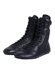 Dark Blue Leather KING High Top Sneakers Shoes