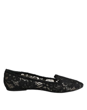 Black Taormina Lace Slip On Flats Shoes