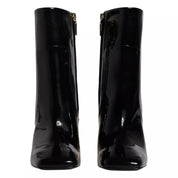 Black Jackie Leather Mid Calf Boots Shoes