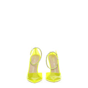 Yellow Pvc Stiletto Heel Sandals