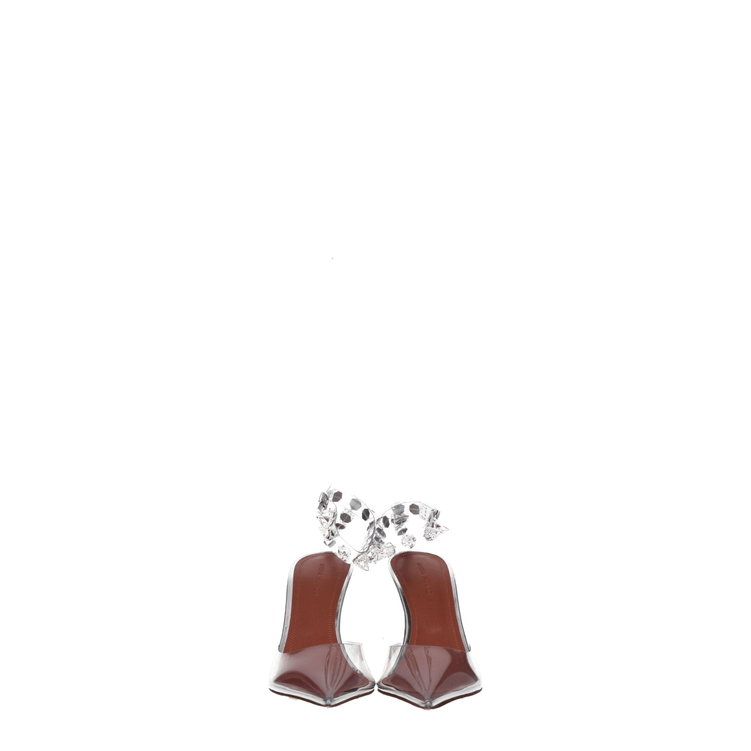 Transparenta PVC-högklackade pumps med nitar