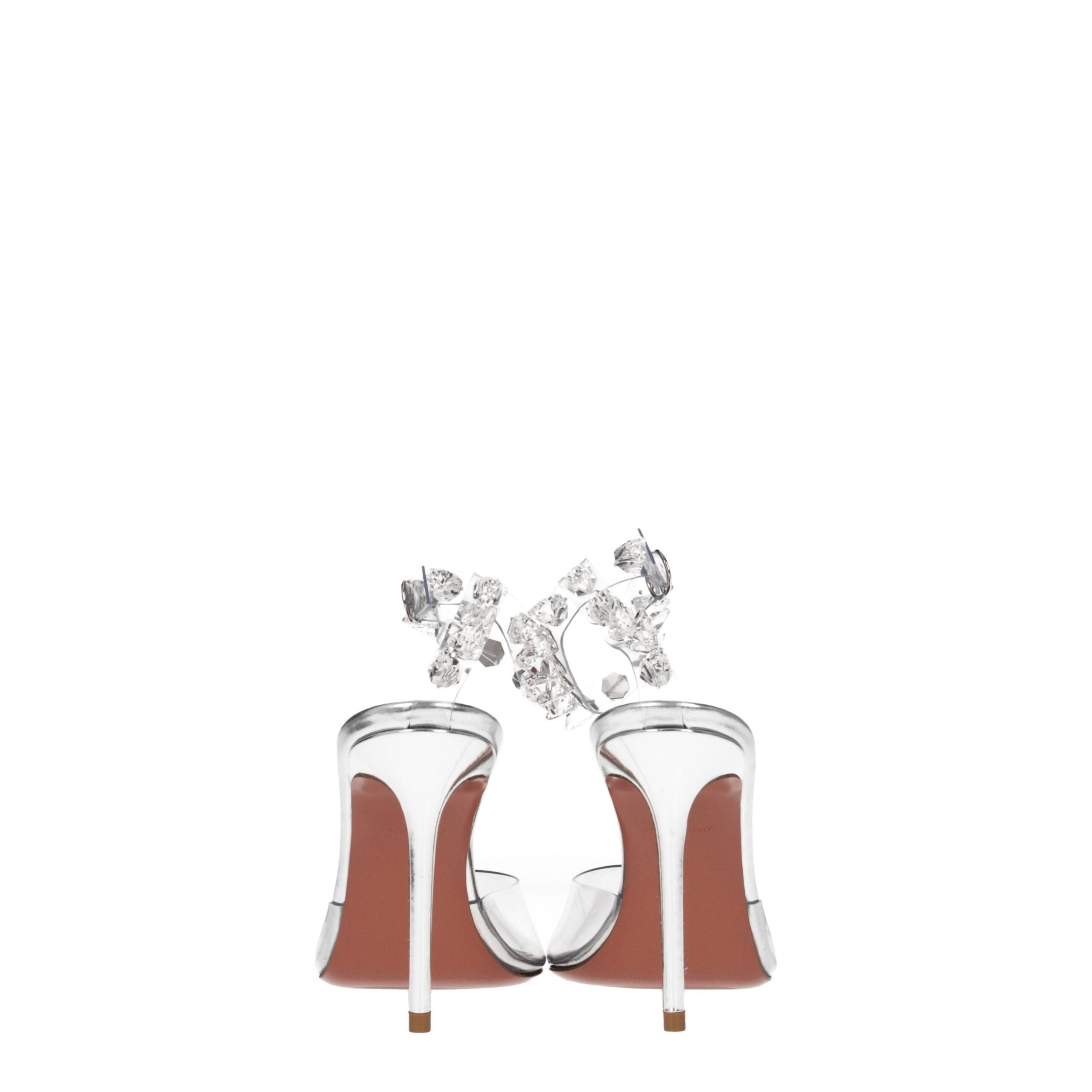 Transparenta PVC-högklackade pumps med nitar