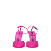 Pink Satin Stiletto Heel Sandals