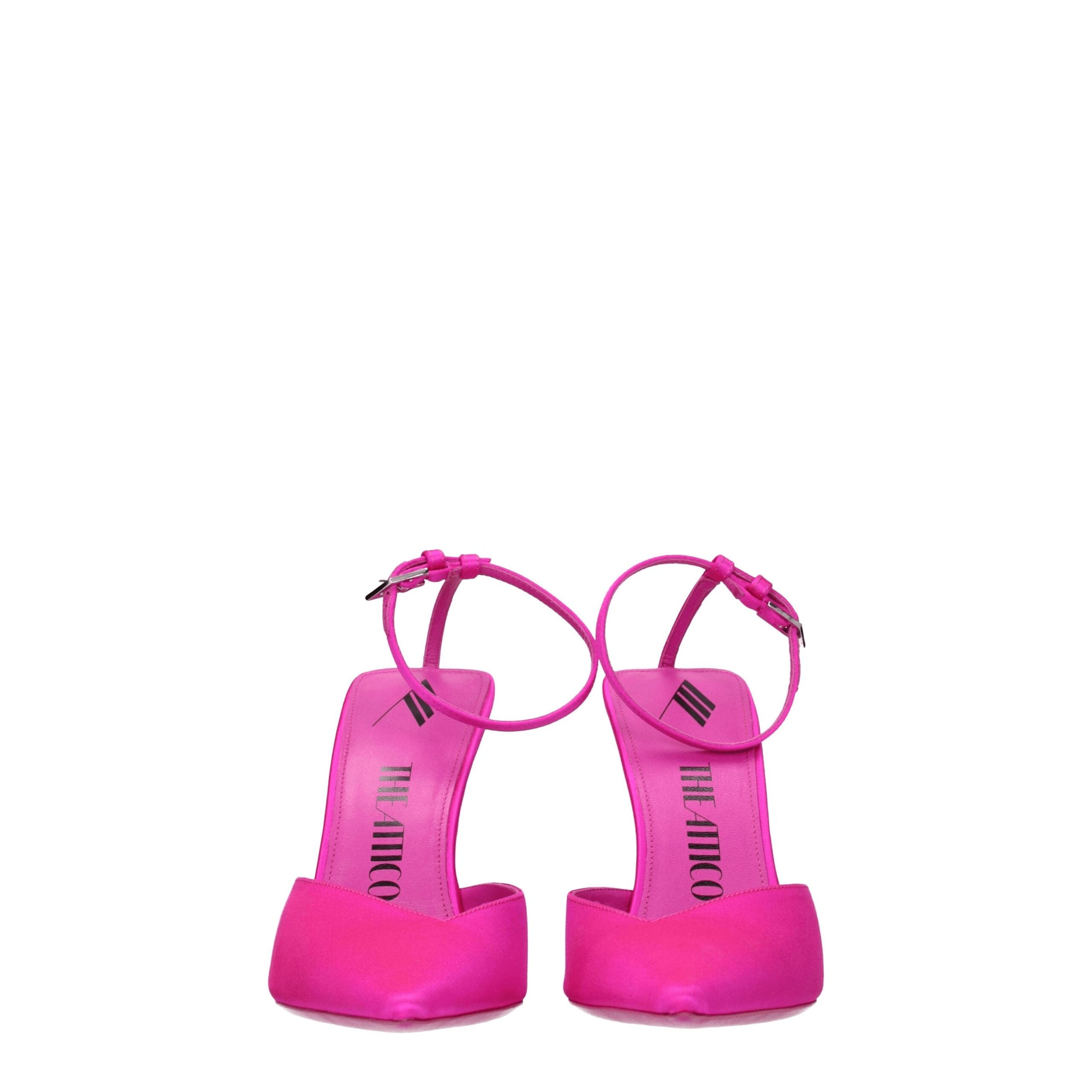 Pink Satin Stiletto Heel Sandals