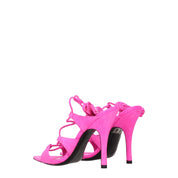Pink Leather Stiletto Heel Sandals