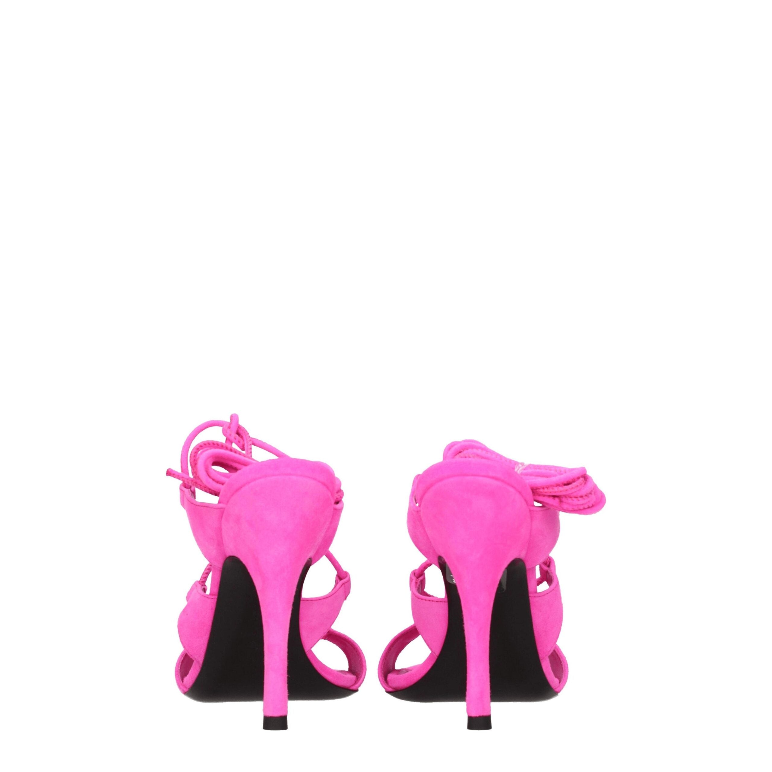 Pink Leather Stiletto Heel Sandals