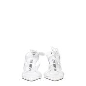 White Leather Stiletto Heel Sandals