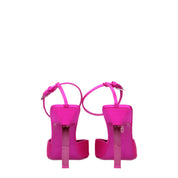 Pink Satin Stiletto Heel Sandals