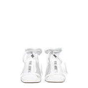White Leather Stiletto Heel Sandals