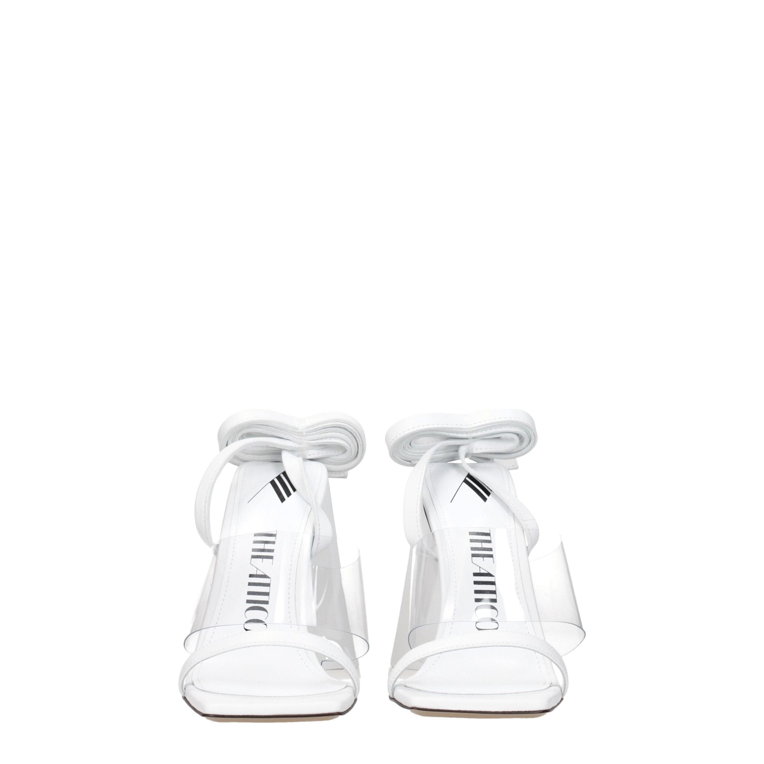 White Leather Stiletto Heel Sandals