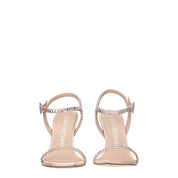 Pink Satin Stiletto Heel Sandals