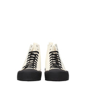 Beige Fabric High Top Sneakers