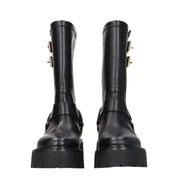 Gold Leather Ankle Boots