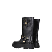 Gold Leather Ankle Boots