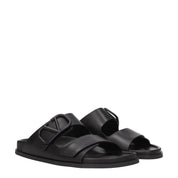 Black Leather Slippers