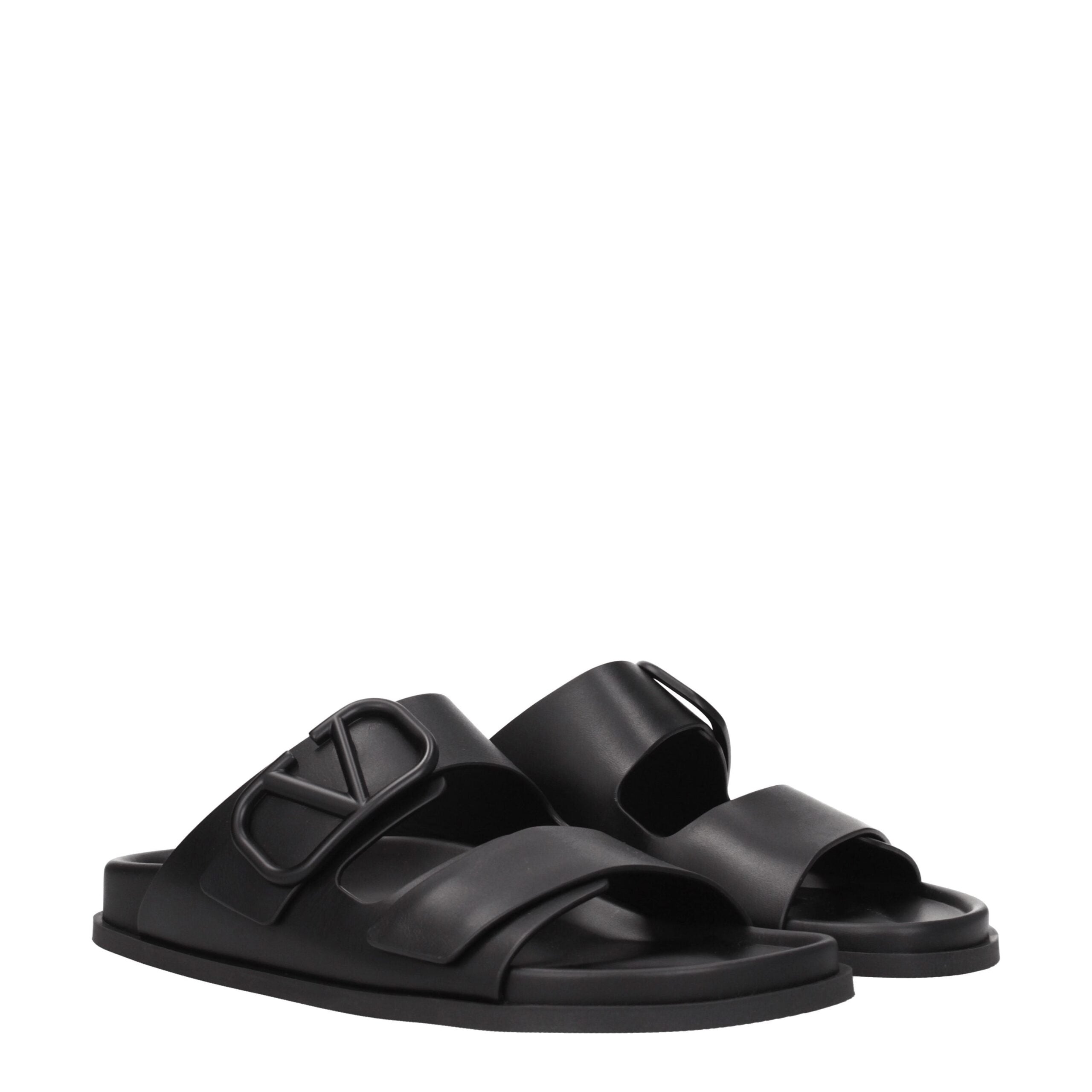 Black Leather Slippers