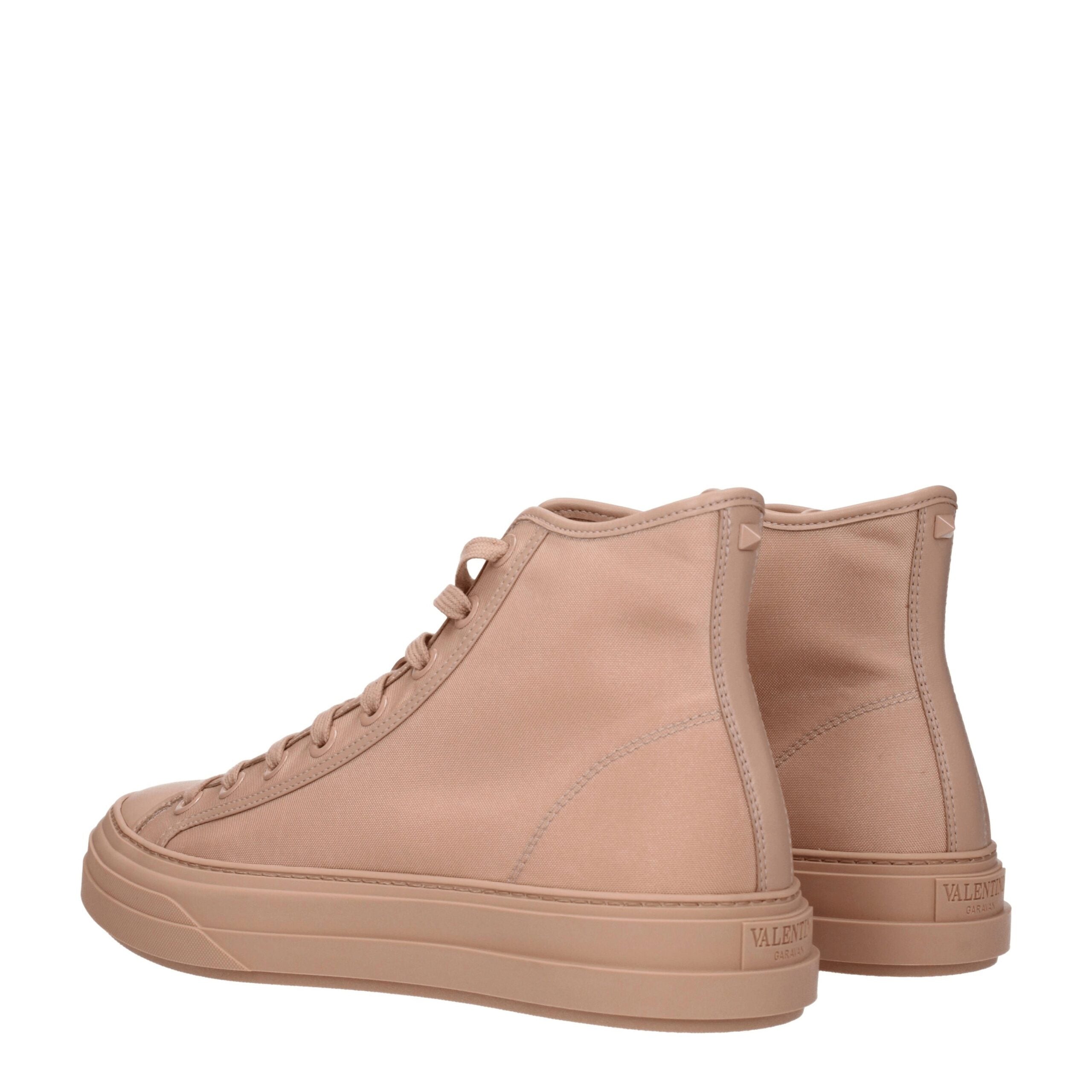 Pink Fabric High Top Sneakers