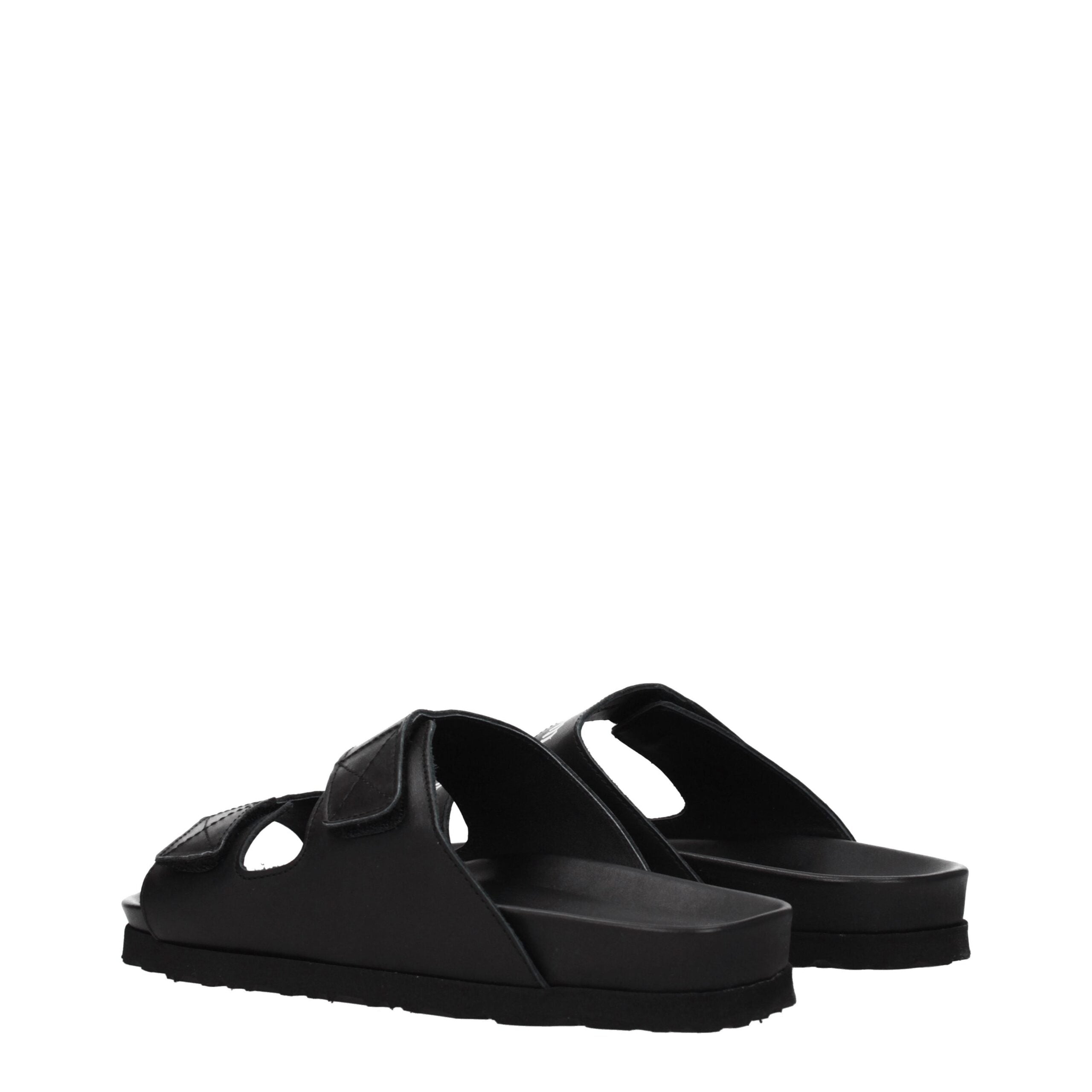 Black Leather Slippers