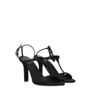 Black Satin Stiletto Heel Sandals