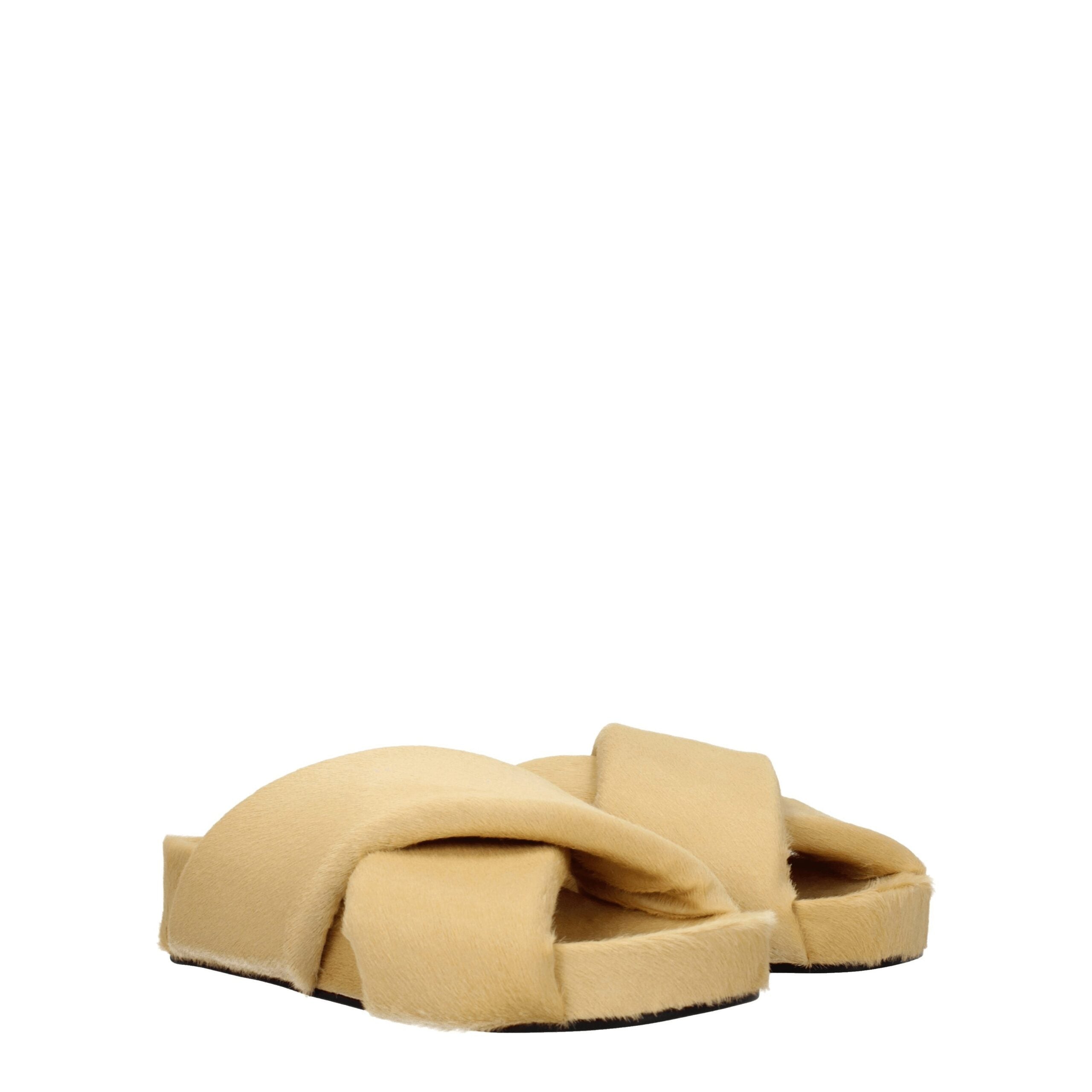 Beige Horsehair Slippers