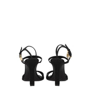 Black Satin Stiletto Heel Sandals