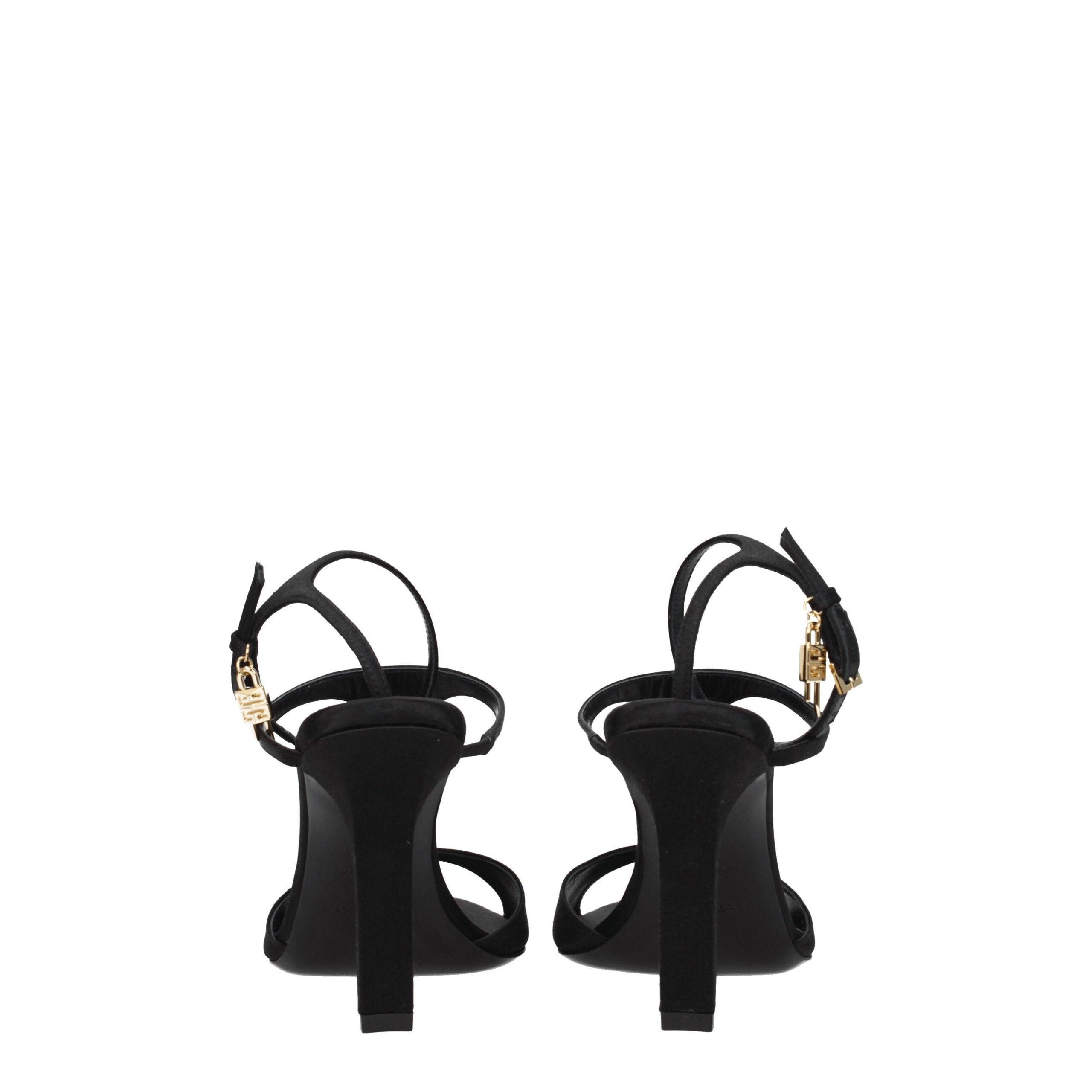 Black Satin Stiletto Heel Sandals