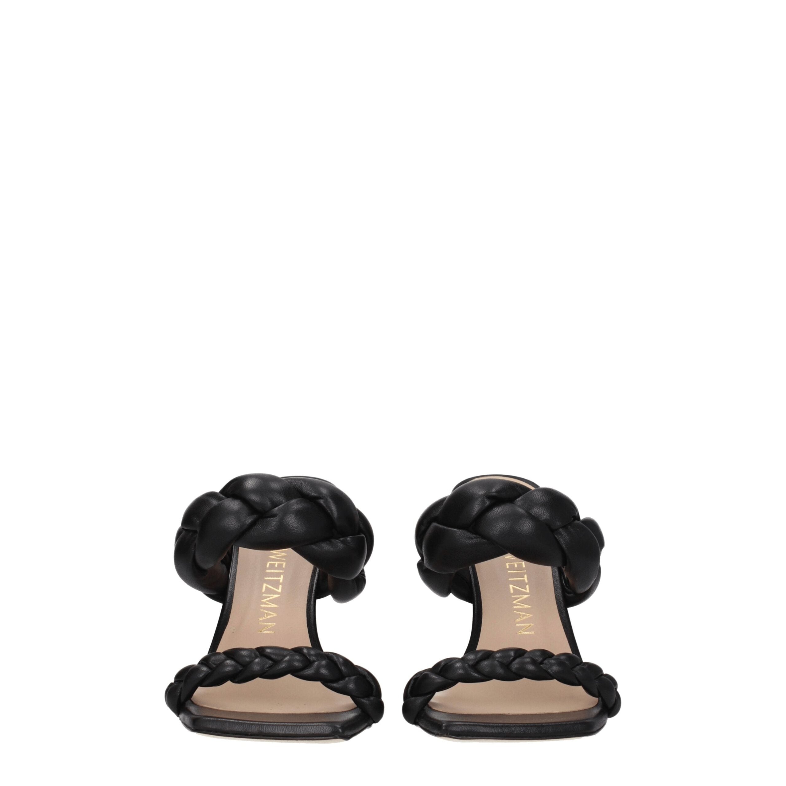 Black Leather Stiletto Heel Sandals