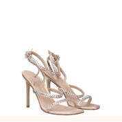 Pink Satin Stiletto Heel Sandals