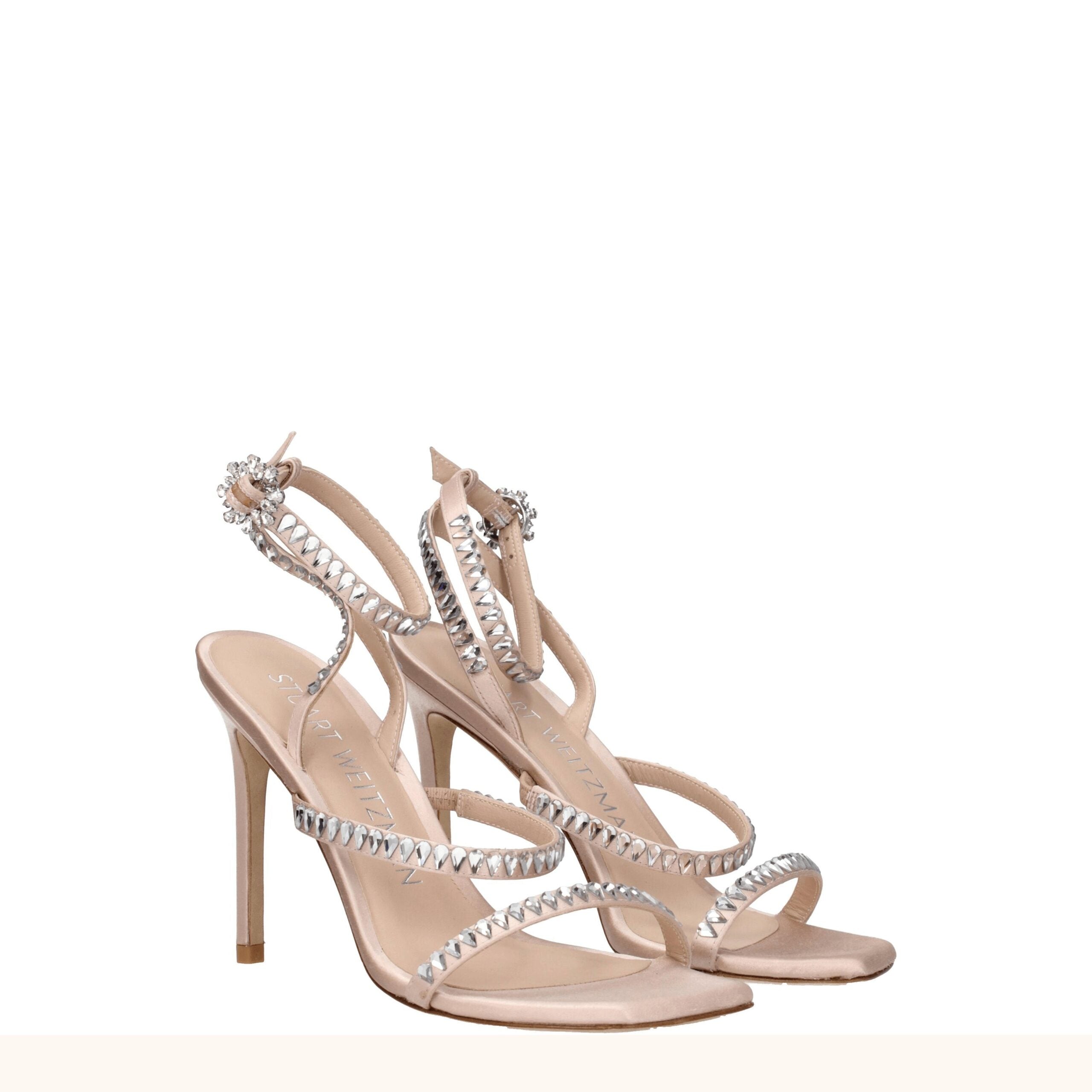 Pink Satin Stiletto Heel Sandals