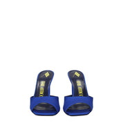 Blue Satin Stiletto Heel Sandals